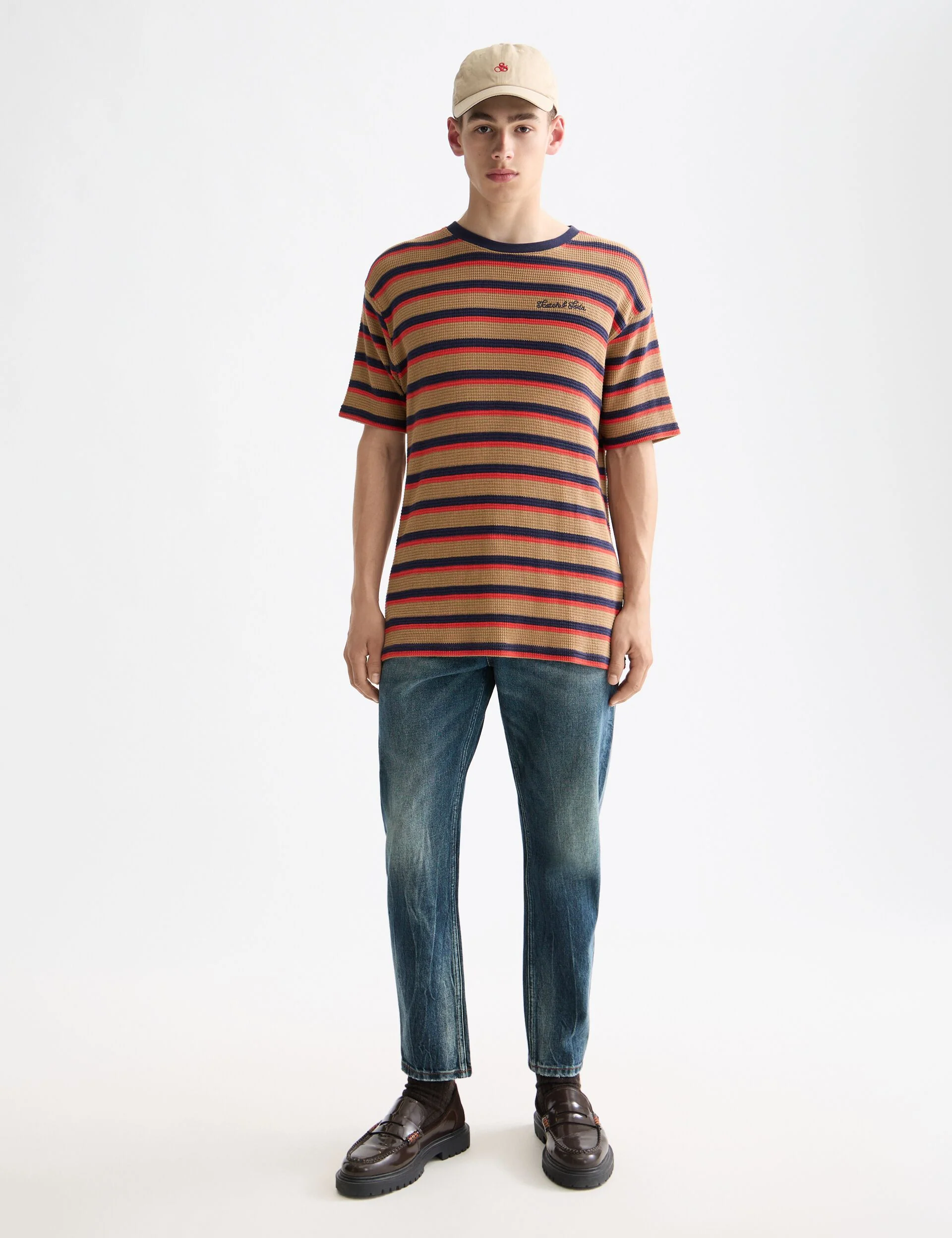 Relaxed Fit Chunky Waffle Stripe T-shirt - Image 2