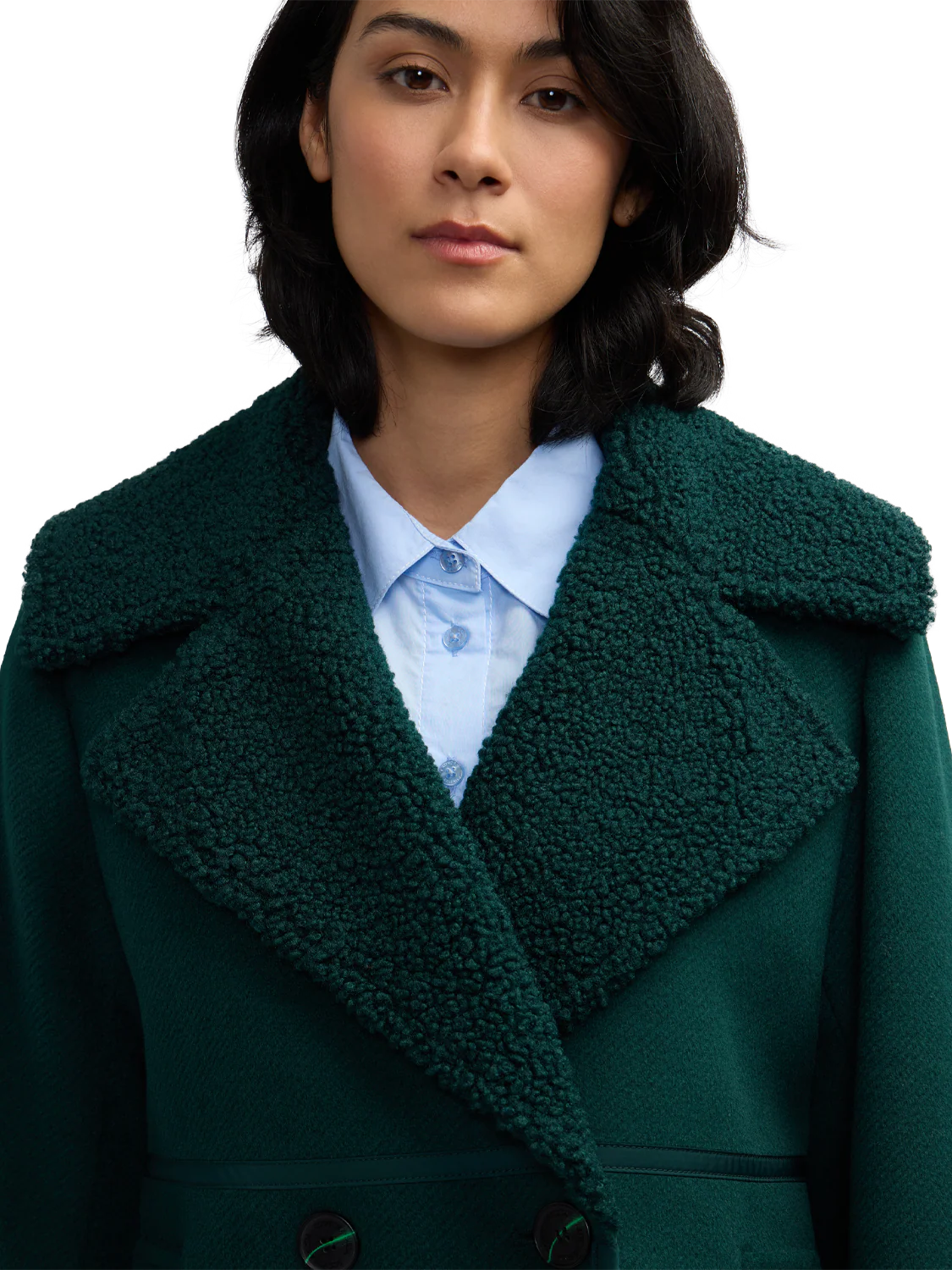 Runa Double Face Sherpa Collar Double Breasted Peacoat - Image 5