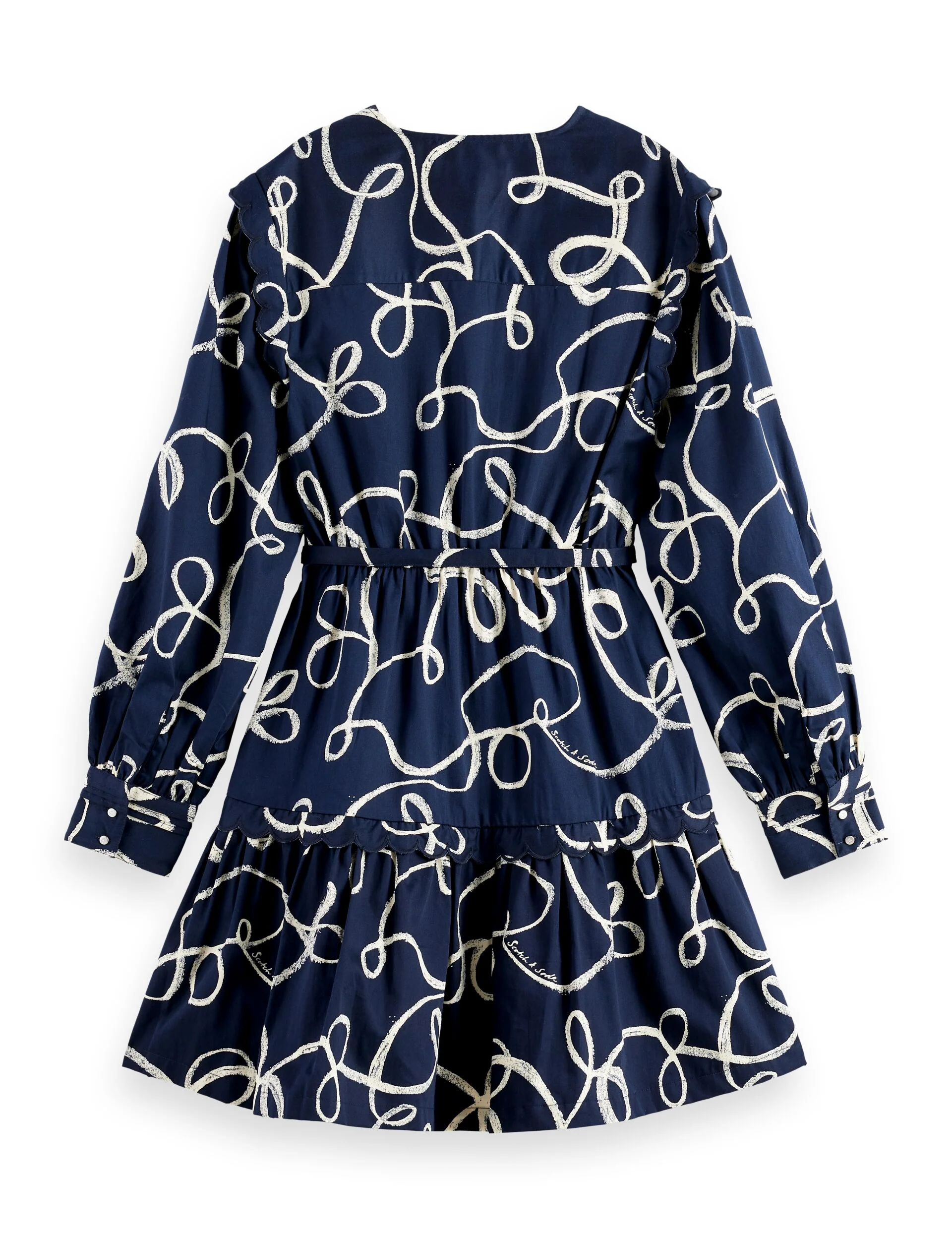 Scallop trim long sleeve mini dress - Image 5