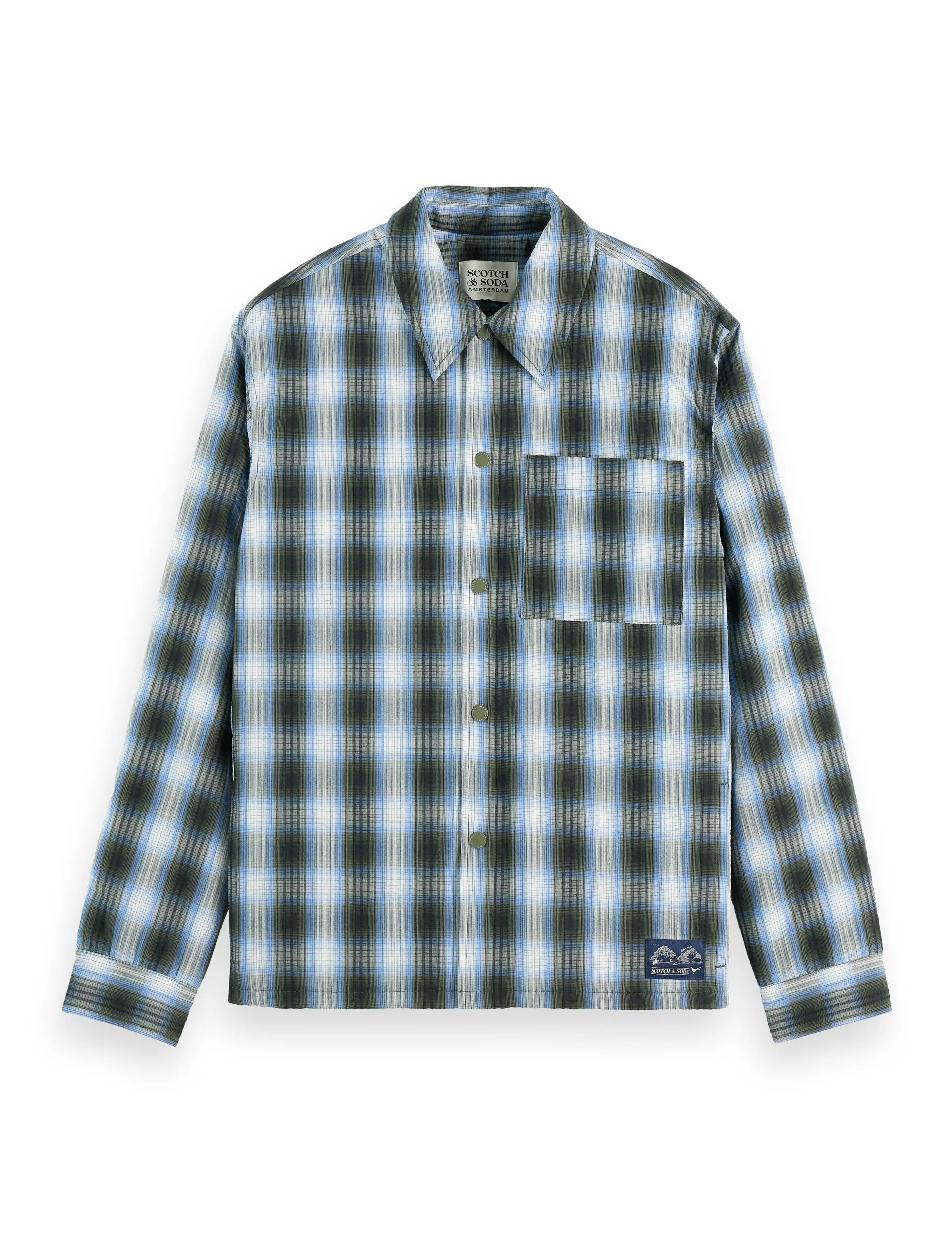 Seersucker check padded overshirt - Image 5