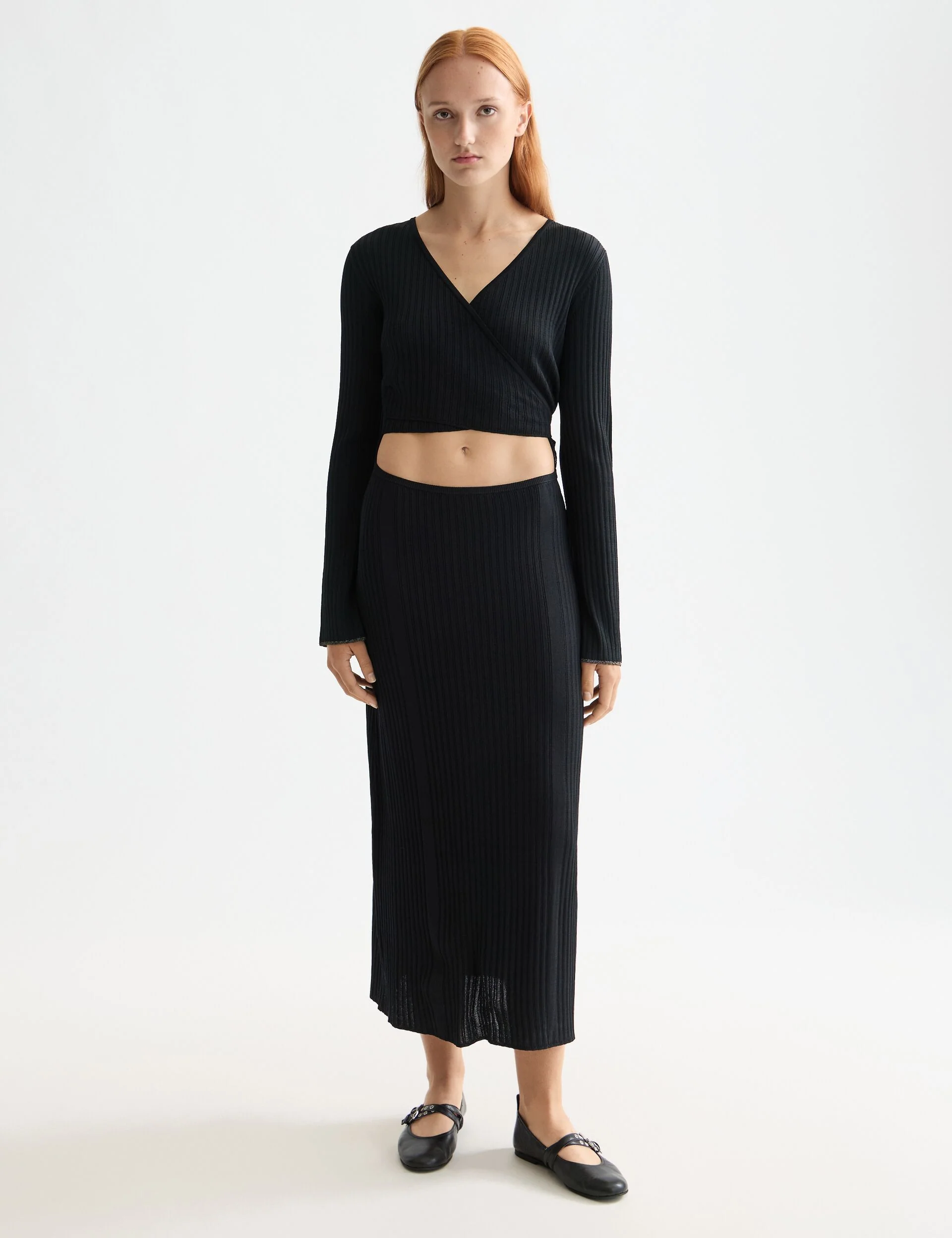 Rib knitted wrap dress