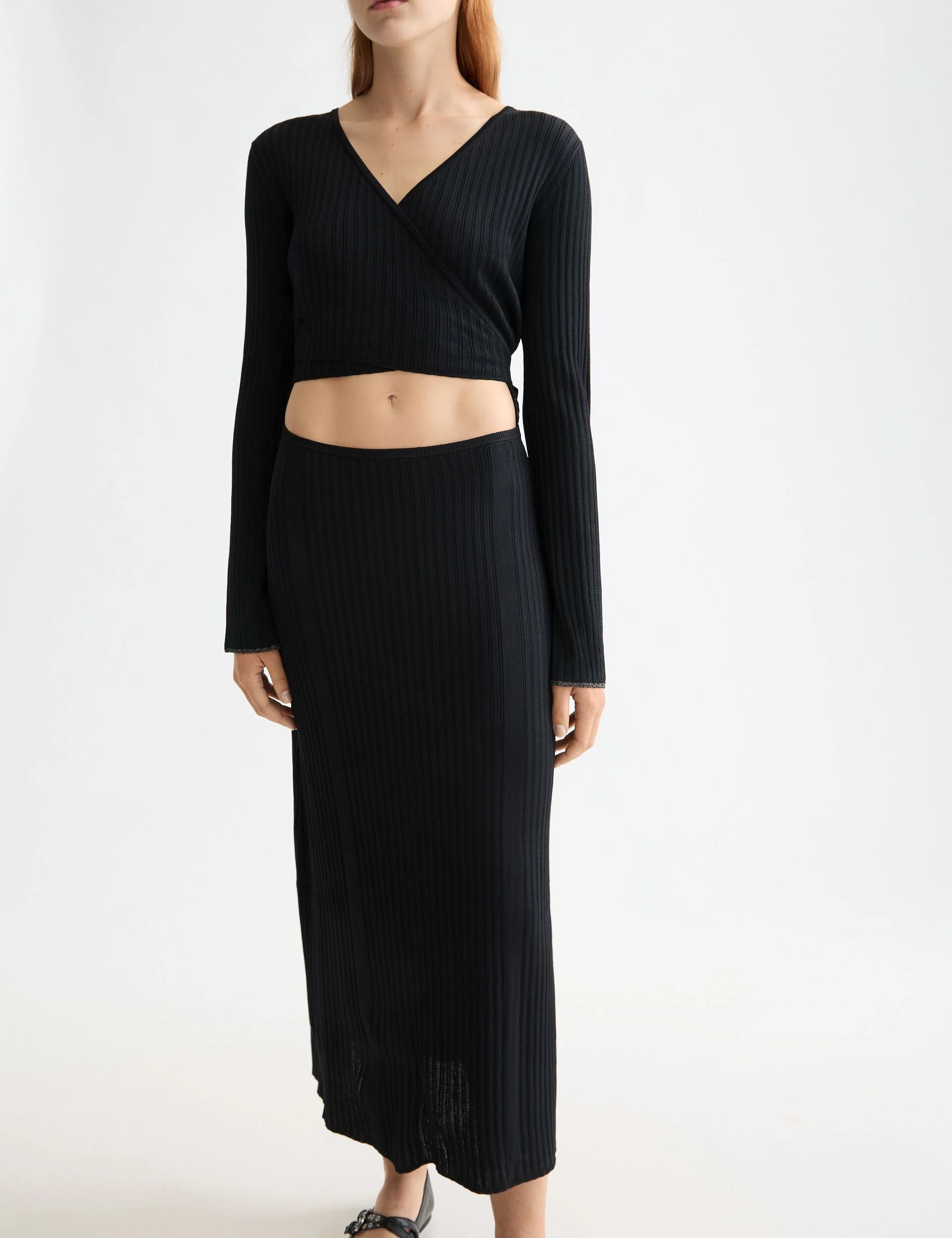 Rib knitted wrap dress - Image 3