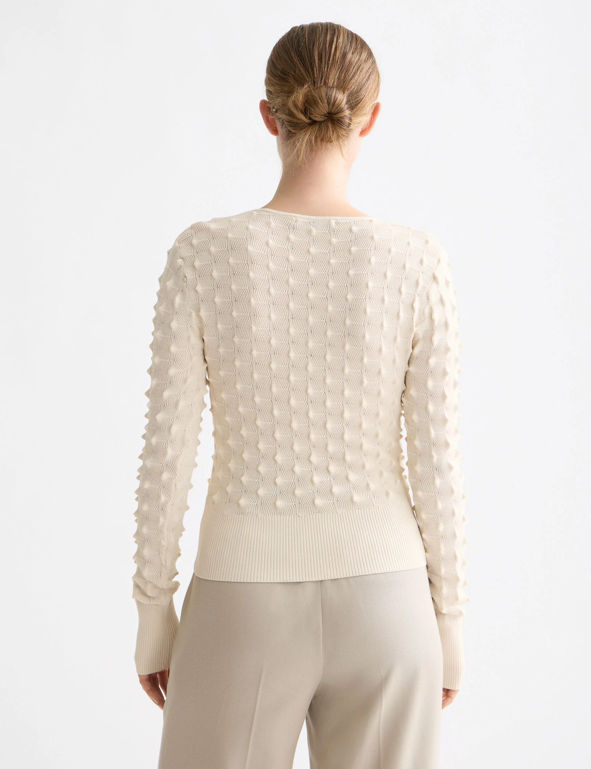 Slash neck textured stitch pullover - Image 3