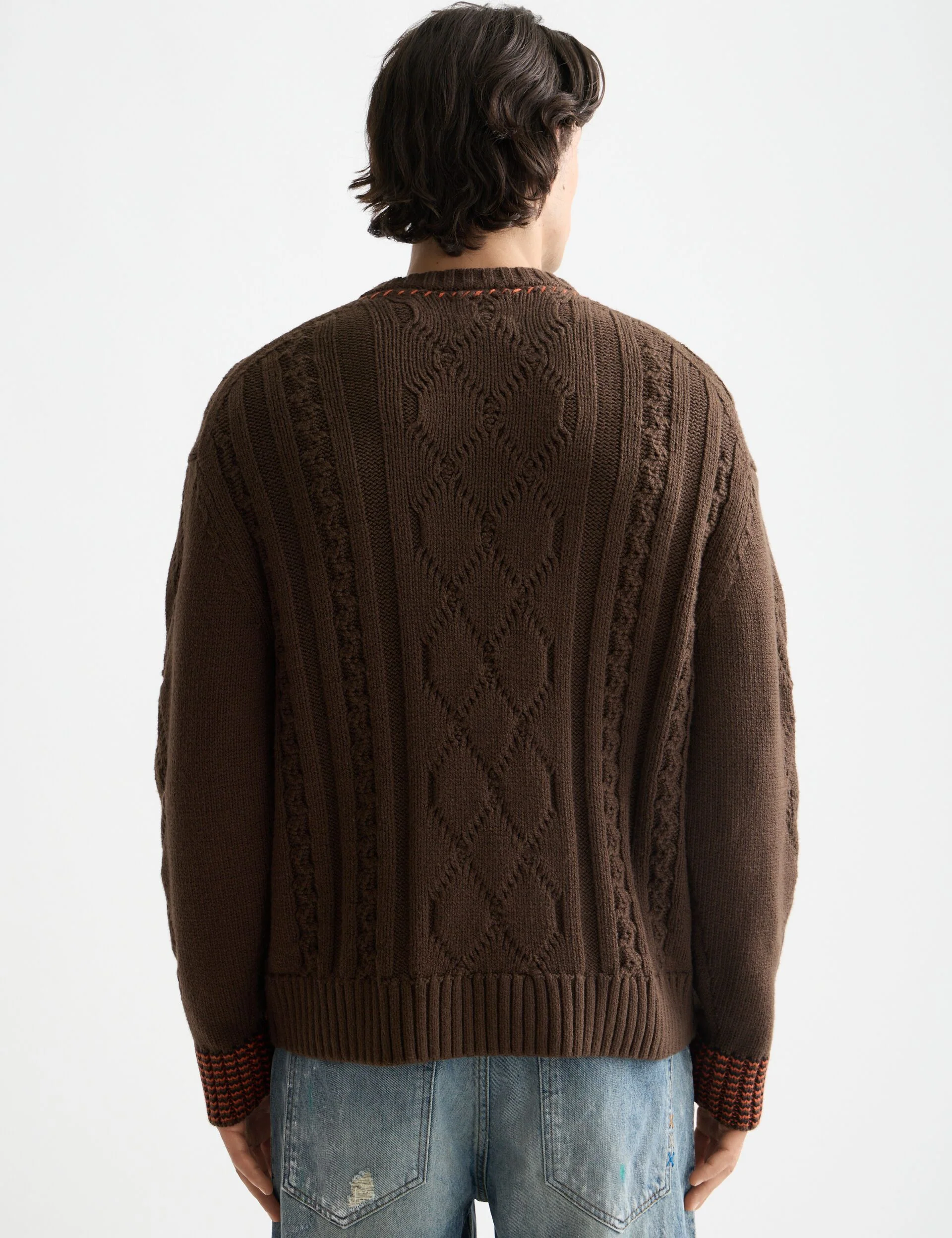 V-Neck chunky cable loose fit pullover - Image 3