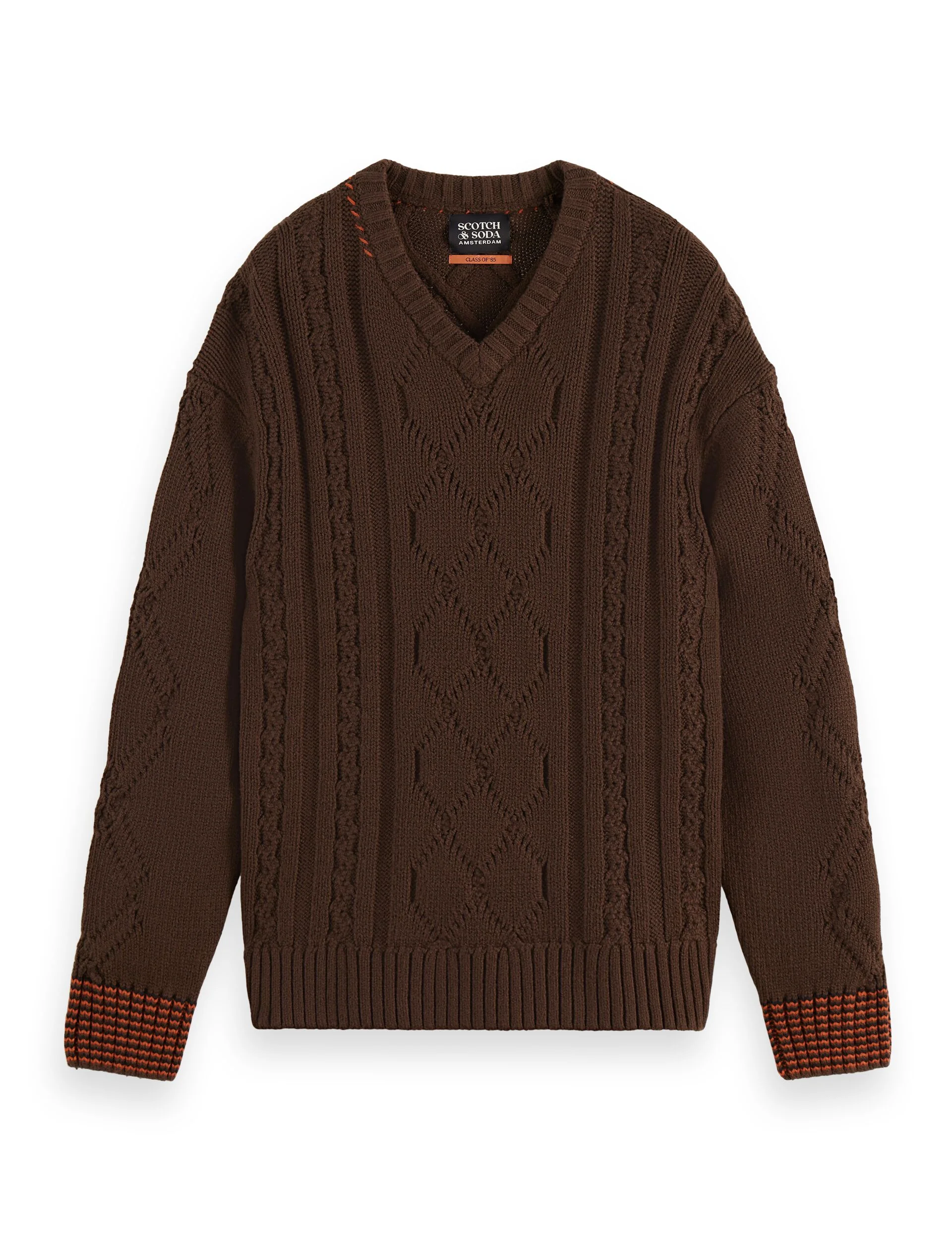 V-Neck chunky cable loose fit pullover - Image 5